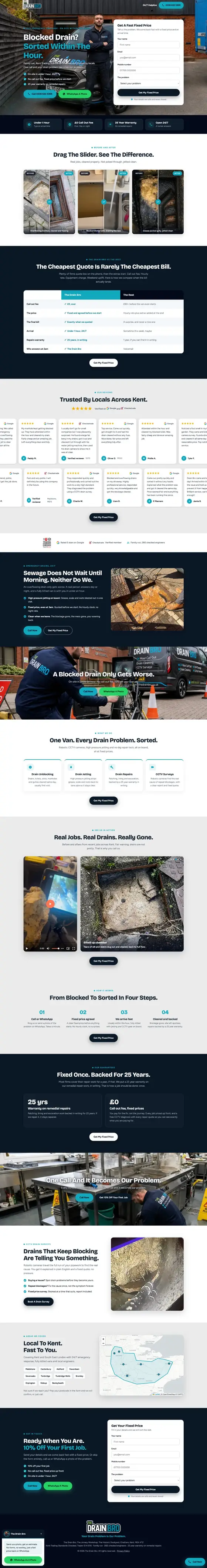Drainage company landing page