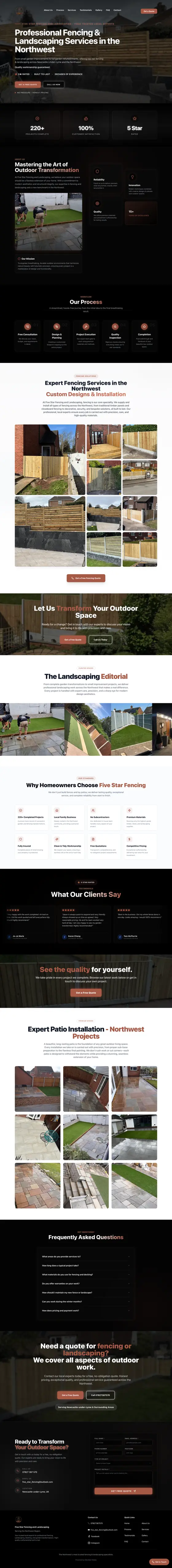Five Star Fencing and Landscaping website