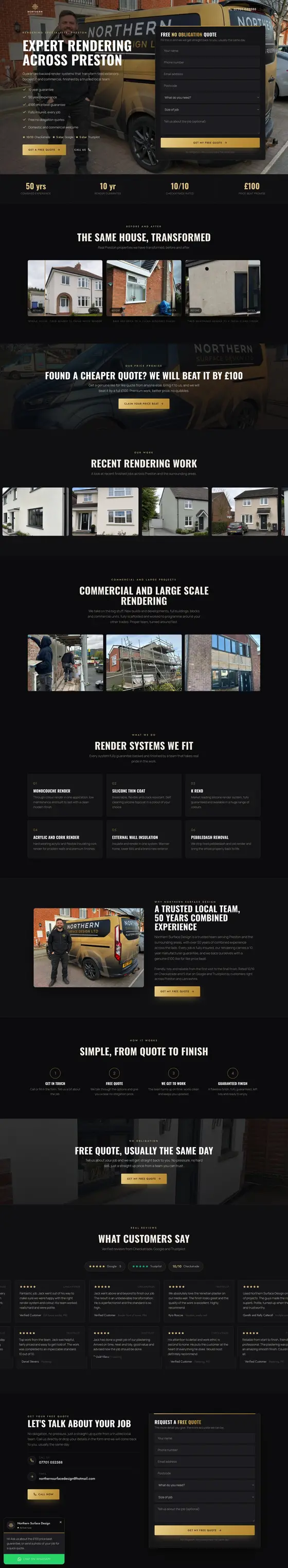 Rendering company landing page