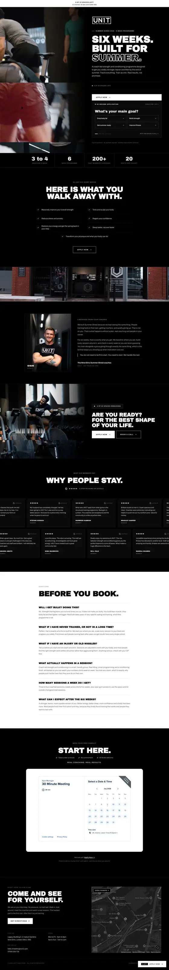 Gym landing page