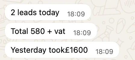 Real WhatsApp message from an Obsidian Media client