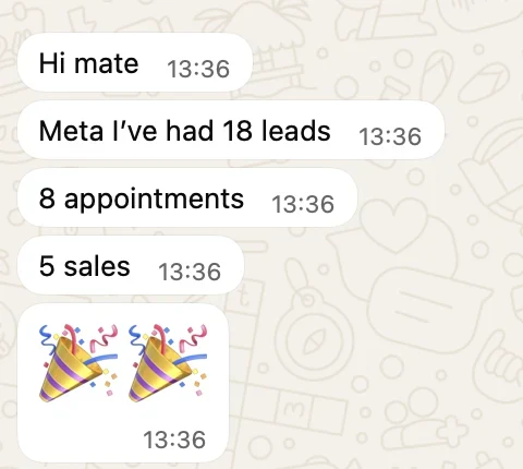 Real WhatsApp message from an Obsidian Media client