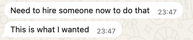 Real WhatsApp message from an Obsidian Media client