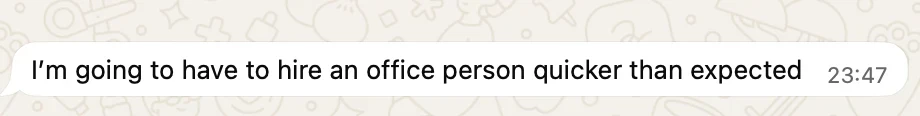 Real WhatsApp message from an Obsidian Media client