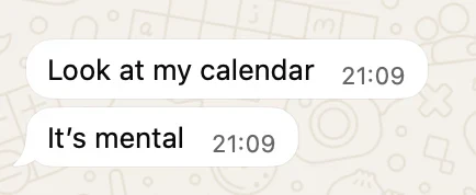 Real WhatsApp message from an Obsidian Media client
