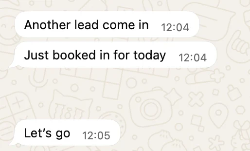 Real WhatsApp message from an Obsidian Media client