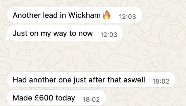 Real WhatsApp message from an Obsidian Media client